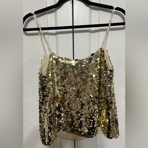 J. Crew Gold Sequin Tank Top Medium